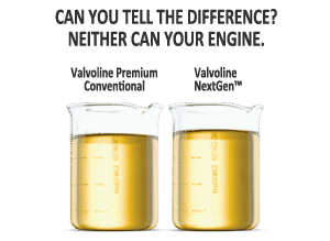 NextGen oil compared to conventional Valvoline oil